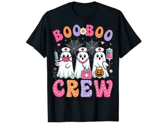 Boo Crew Cute Halloween Nurse T-Shirt: A Modern Graphics Asset