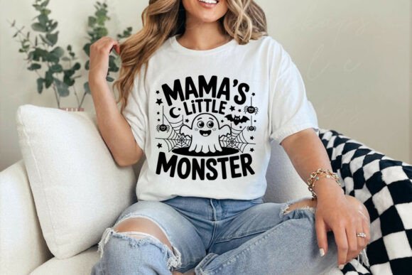 Cute and Spooky Mama’s Little Monster for T-Shirt Designs