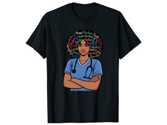 Stylish Graphics for Educated Dedicated Black Nurse T-Shirt